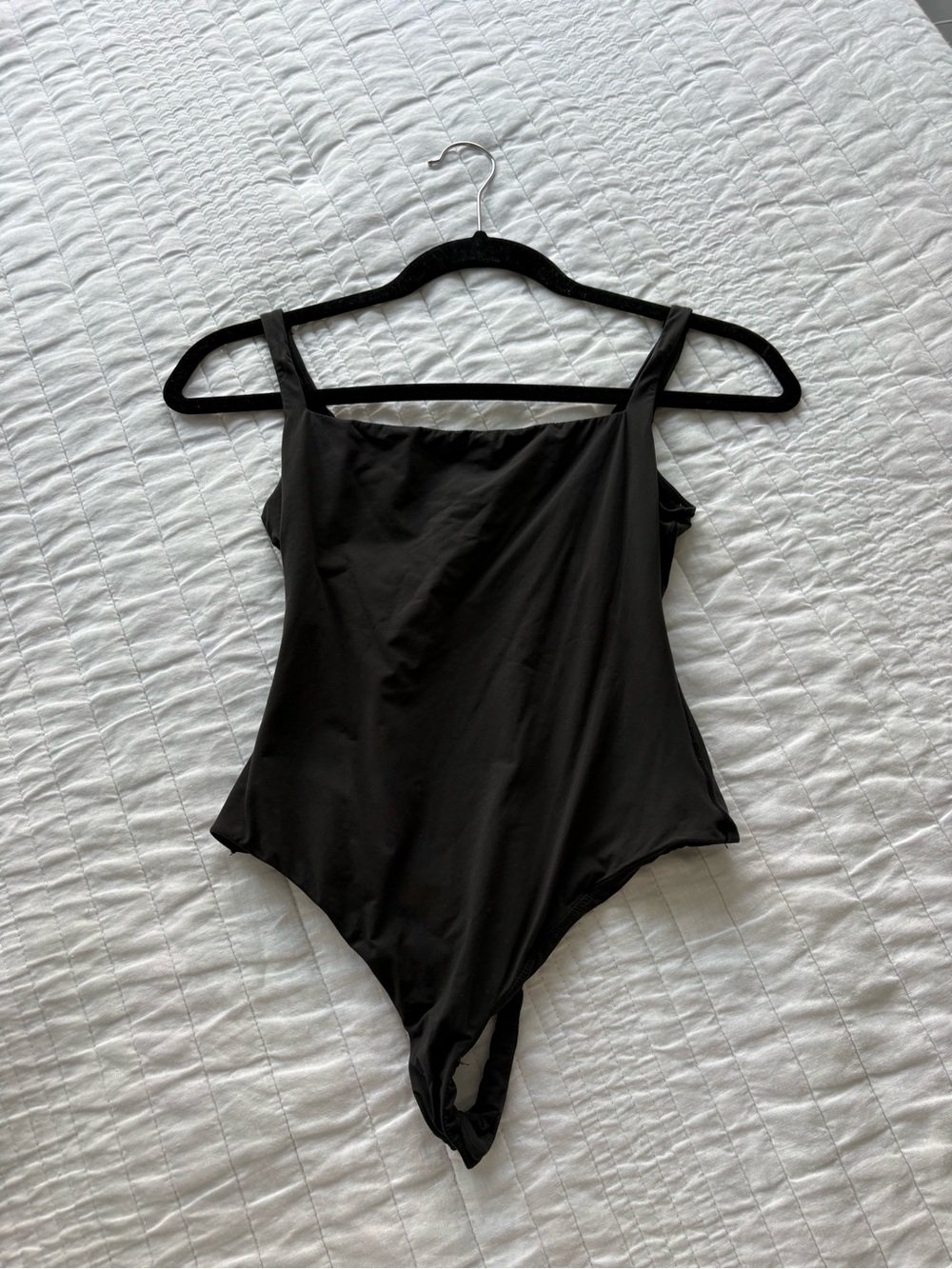SKIMS Fits Everybody Square Neck Black Bodysuit